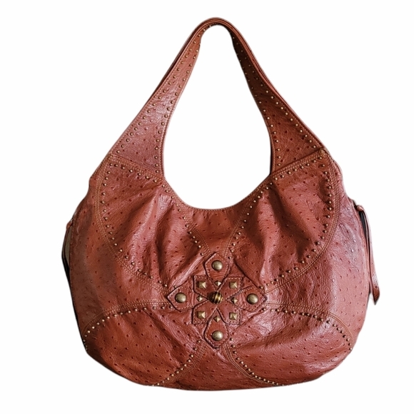 Eric Javits - Brown Reptile Studded Leather Hobo